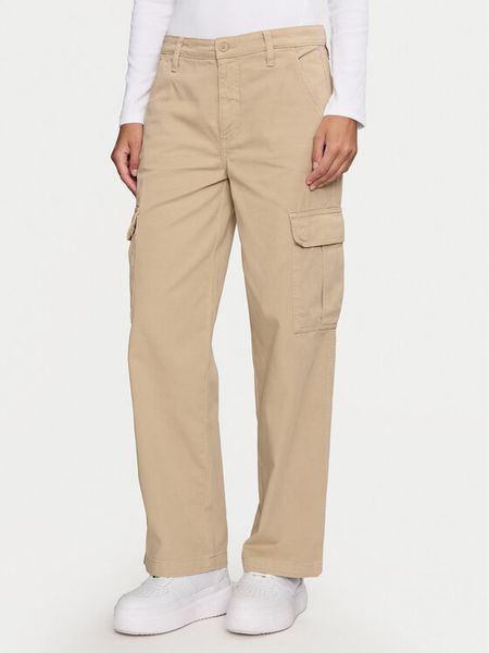 Guess Jeans Spodnie cargo W4YB61 WGCV1 Beżowy Relaxed Fit. Brązowe jeansy damskie Guess Jeans, z aplikacjami, z bawełny. Za 285.00 zł.