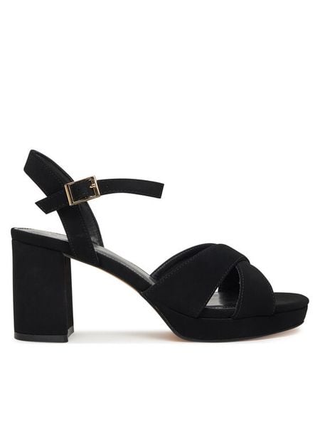 JENNY Sandały AYLA WYL3426-3 Czarny. Czarne sandały damskie Jenny, bez wzorów, z materiału, bez obcasa, na słupku, bez zapięcia. Za 149.99 zł.