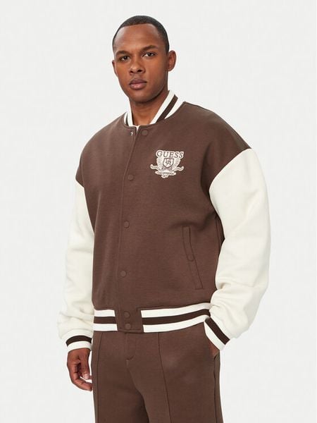 Guess Kurtka bomber Z6YL07 K5007 Brązowy Regular Fit. Brązowe kurtki męskie Guess, m, z aplikacjami, z syntetyku, bez kaptura. Za 614.99 zł.