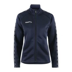 Damska kurtka dresowa z pełnym zamkiem błyskawicznym Craft Squad 2.0. Niebieskie kurtki sportowe damskie Craft, xl, bez wzorów, z dresówki, z kapturem. Za 248.45 zł.