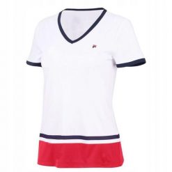 Koszulka tenisowa Fila T-shirt Elisabeth. Białe koszulki sportowe damskie Fila, xs, bez wzorów, z materiału, bez kołnierzyka, bez ramiączek, na fitness i siłownię. Za 142.99 zł.