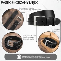 Pasek męski skórzany premium z klasyczną klamrą elegancki czarny 100 cm Paolo Peruzzi PG-08-BL-100. Czarne paski damskie bez wzorów, z materiału, biznesowe. Za 79.00 zł.