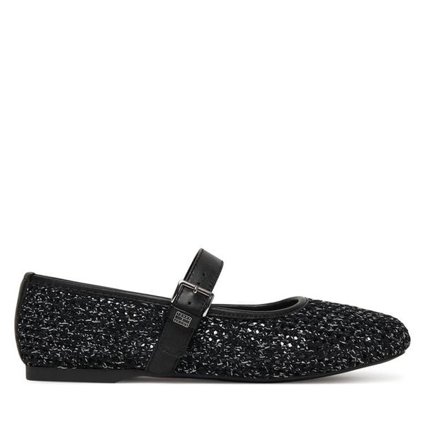 Baleriny Tommy Jeans. Czarne baleriny damskie Tommy Jeans, bez wzorów, z jeansu, bez obcasa. Za 262.99 zł.