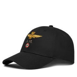Czapka z daszkiem Aeronautica Militare. Czarne czapki i kapelusze męskie Aeronautica Militare, bez wzorów. Za 189.99 zł.