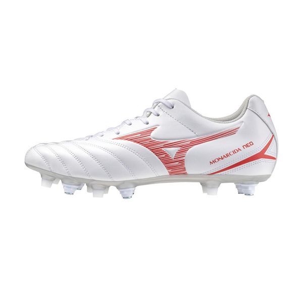 Buty piłkarskie Mizuno Monarcida Neo III Select Mix. Białe buty sportowe męskie Mizuno, bez zapięcia, do piłki nożnej. Za 289.99 zł.