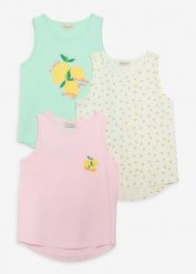 Top z czystej bawełny organicznej (3 szt.). Zielone t-shirty i topy dla dziewczynek bonprix, bez wzorów, z bawełny, bez ramiączek. Za 83.97 zł.