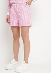 Różowe Szorty w Paski z Wysokim Stanem i Sznurkami Kiniriela. Czerwone szorty damskie Born2be, na lato, l, bez wzorów, eleganckie, z podwyższonym stanem. Za 79.99 zł.
