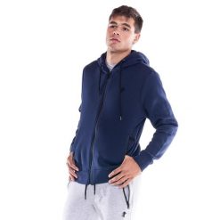 Bluza z kaptur na outdoor na co dzień. Niebieskie bluzy męskie LEONE 1947 APPAREL, na fitness i siłownię. Za 126.26 zł.