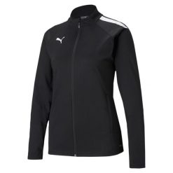Kurtka treningowa piłkarska teamLIGA Kobiety PUMA. Białe kurtki sportowe damskie Puma, l, bez wzorów, z materiału, z kapturem, do piłki nożnej. Za 177.46 zł.