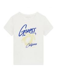 Guess T-Shirt J6GI01 K6YW4 Biały Regular Fit. Białe t-shirty i topy dla dziewczynek Guess, z aplikacjami, z bawełny, bez ramiączek. Za 99.99 zł.