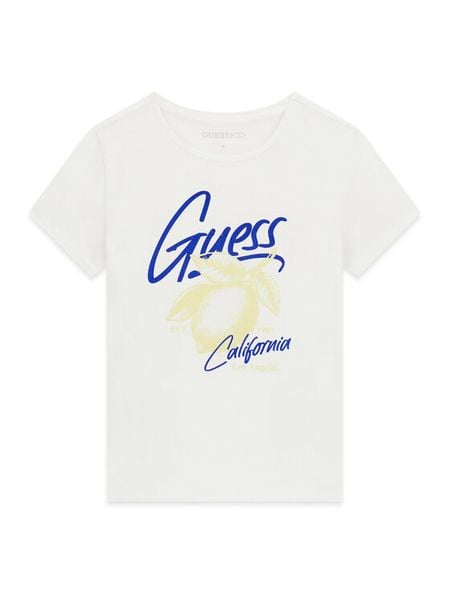Guess T-Shirt J6GI01 K6YW4 Biały Regular Fit. Białe t-shirty i topy dla dziewczynek Guess, z aplikacjami, z bawełny, bez ramiączek. Za 74.99 zł.