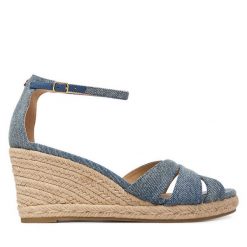 Espadryle LAUREN RALPH LAUREN. Niebieskie sandały damskie Lauren Ralph Lauren, bez wzorów, bez obcasa, bez zapięcia. Za 769.99 zł.