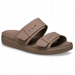Sandały dla Kobiet Crocs Brooklyn Buckle Low. Białe sandały damskie Crocs, bez wzorów, z materiału, bez obcasa, na obcasie, bez zapięcia. Za 239.99 zł.