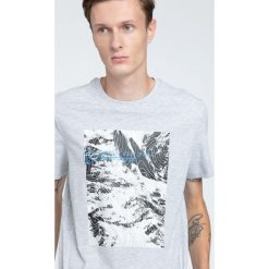 T-shirt męski TSM009 - chłodny jasny szary. Szare t-shirty męskie 4f, z nadrukiem, z bawełny. W wyprzedaży za 44.99 zł.