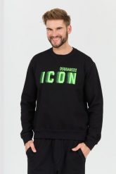 DSQUARED2 Czarna bluza Icon Blur Cool Fit Crewneck. Czarne bluzy męskie Dsquared2, m, bez wzorów, bez kaptura. W wyprzedaży za 899.99 zł.