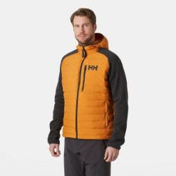 Kurtka z kapturem Helly Hansen Arctic Ocean Hybrid Insulator. Brązowe kurtki męskie Helly Hansen, bez wzorów, z puchu. Za 747.00 zł.