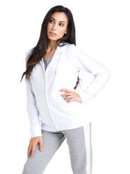 Bluza miękki z bawełna z kaptur na co dzień. Białe bluzy damskie LEONE 1947 APPAREL, s, bez wzorów, z bawełny, bez kaptura. Za 231.51 zł.
