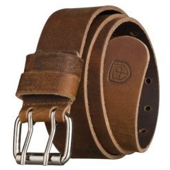 Skórzany, szeroki pasek męski w jasnobrązowym kolorze z klasyczną, podwójną klamrą Peterson PTN LTEO-05-TAN. Brązowe paski damskie Peterson, bez wzorów, klasyczne. Za 59.99 zł.