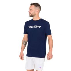 Koszulka męska Tecnifibre Team Cotton Tee. Niebieskie koszulki sportowe męskie TECNIFIBRE, m, bez wzorów, bez kołnierzyka, bez ramiączek, tenisowe. Za 161.00 zł.