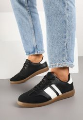 Czarne Sneakersy Tenisówki z Ozdobnymi Paskami Danavin. Czarne obuwie sportowe damskie Born2be, bez wzorów, z jeansu, klasyczne, bez zapięcia. Za 79.99 zł.