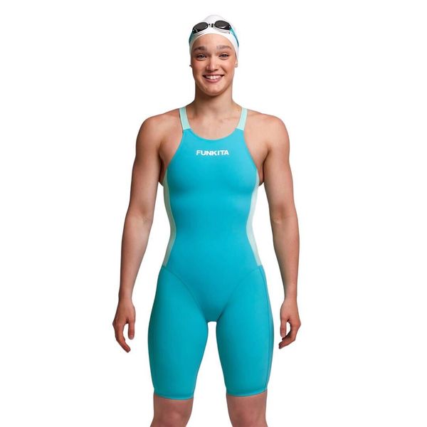 Strój kąpielowy startowy damski Funkita Apex Viper Mint Machine. Niebieskie kostiumy jednoczęściowe damskie FUNKITA, xs, bez wzorów, sportowe, do pływania. Za 368.95 zł.