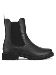 Remonte Botki D8694-00 Czarny. Czarne botki damskie Remonte, ze skóry, bez obcasa, na płaskiej podeszwie, bez zapięcia. Za 359.00 zł.