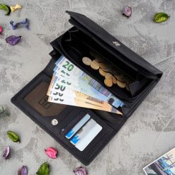 Zestaw prezentowy ZUP-60 saszetka nerka damska T-36-G portfel damski skórzany T-05-BL. Portfele damskie Paolo Peruzzi, bez wzorów. Za 337.41 zł.