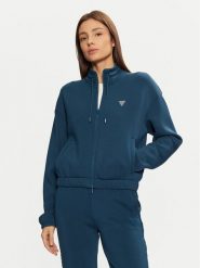Guess Bluza V4BQ14 K7UW2 Niebieski Regular Fit. Niebieskie bluzy damskie Guess, l, z aplikacjami, z wiskozy, bez kaptura. Za 229.99 zł.