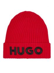 HUGO Czapka 50527804 Czerwony. Czerwone rękawiczki męskie Hugo, na zimę, bez wzorów, z wełny. Za 319.99 zł.