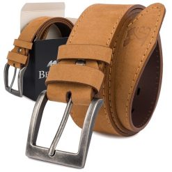 Pasek Męski Skórzany Zamszowy Skóra Naturalna Camel Beltimore W47 : Kolory - Brązowy, Beżowy, Rozmiar Pasków - R.115-130 Cm. Brązowe paski damskie bez wzorów, z jeansu, klasyczne. Za 59.99 zł.