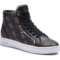 Sneakersy GUESS - FM7LUI LEA12 WHITE. Brązowe półbuty damskie marki Guess, z aplikacjami, z materiału. Za 399.00 zł.
