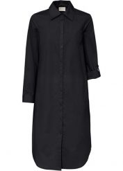 Sukienka szmizjerka. Czarne sukienki damskie bonprix, na lato, bez wzorów, bez kołnierzyka, bez ramiączek, plisowane. Za 149.99 zł.