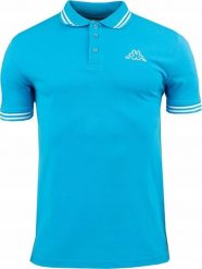 Kappa Koszulka męska polo Kappa niebieska 709361 17-4435 S. Niebieskie koszulki polo męskie Kappa, m, bez wzorów, bez ramiączek. Za 81.24 zł.