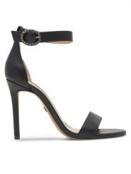 Nine West Sandały WFA2646-1 Czarny. Czarne sandały damskie Nine West, bez wzorów, ze skóry, bez obcasa, na szpilce, bez zapięcia. W wyprzedaży za 184.99 zł.