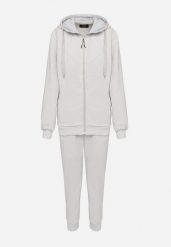 Szary Komplet Dresowy Bluza z Kapturem i Joggery Rerialda. Szare bluzy męskie Born2be, l, bez wzorów, z dresówki, z kapturem. Za 159.99 zł.