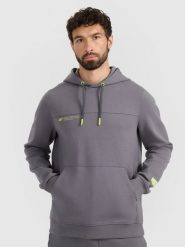 4F Bluza dresowa nierozpinana z kapturem męska - szara XL. Szare bluzy męskie 4f, m, bez wzorów, z dresówki, z kapturem. Za 189.99 zł.