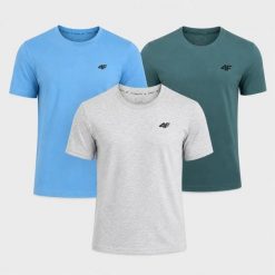 KOMPLET KOSZULEK MĘSKICH 4F ZESTAW 3PAK T-SHIRT SPORTOWY NA CO DZIEŃ. T-shirty męskie 4f, m, bez wzorów, z bawełny, sportowe, bez kołnierzyka. Za 117.00 zł.