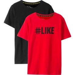 T-shirt (2 szt.) bonprix czerwony z nadrukiem + czarny. Koszule dla chłopców marki bonprix. Za 39.98 zł.