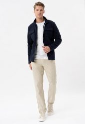 Lniane spodnie chinosy, Comfort Fit, R-LINN. Brązowe spodnie materiałowe męskie Volcano, m, bez wzorów, z bawełny. Za 179.99 zł.