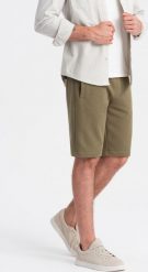 Ombre Męskie szorty dresowe bawełniane BASIC oliwkowe V2 OM-SRBS-0149 XL. Zielone szorty męskie Ombre, m, bez wzorów, z bawełny. Za 49.99 zł.