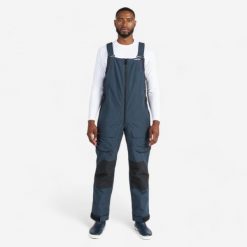 Spodnie żeglarskie męskie Decathlon Sailing 500 na szelkach. Czarne spodnie sportowe męskie Decathlon, m, bez wzorów, z polaru, żeglarskie. Za 399.99 zł.