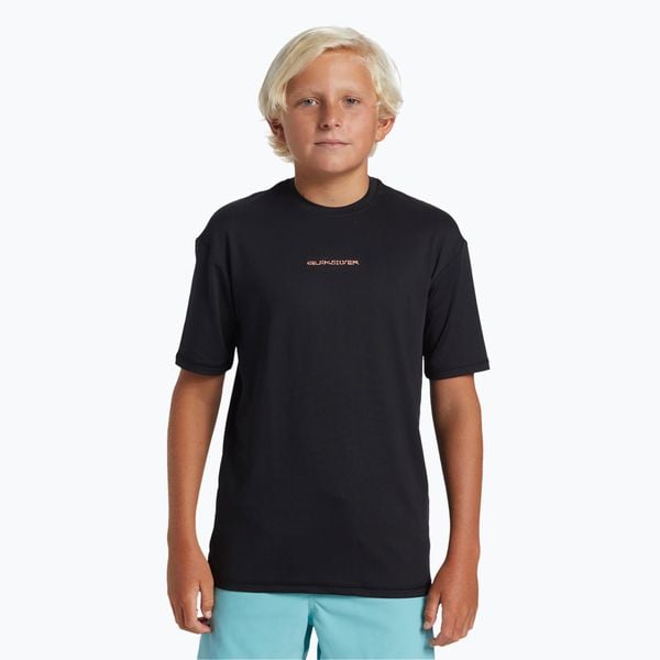 Koszulka do pływania dziecięca Quiksilver Everyday Surf Tee. Czarne bluzki dla dziewczynek Quiksilver, bez wzorów, bez kołnierzyka, bez ramiączek. Za 39.99 zł.
