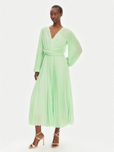 TWINSET Sukienka koktajlowa 251TP2330 Zielony Regular Fit. Zielone sukienki damskie Twinset, bez wzorów, z syntetyku, wizytowe, bez kołnierzyka, bez ramiączek. Za 659.99 zł.