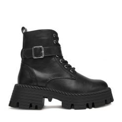 Trzewiki DeeZee. Czarne botki damskie DeeZee, bez obcasa, na płaskiej podeszwie, bez zapięcia. Za 219.99 zł.