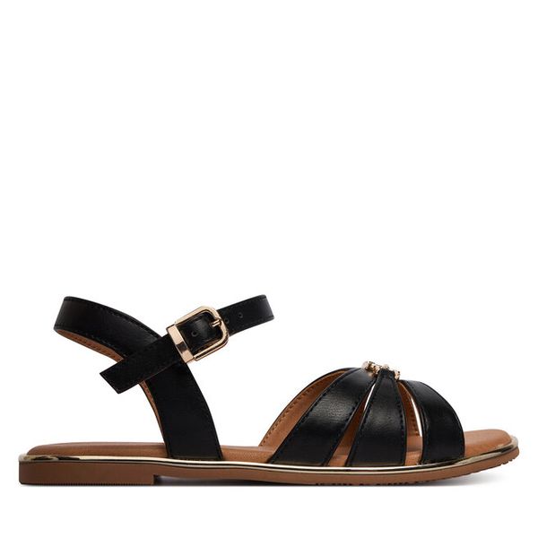 Sandały Tommy Hilfiger. Czarne sandały dziewczęce Tommy Hilfiger, bez zapięcia. Za 349.99 zł.
