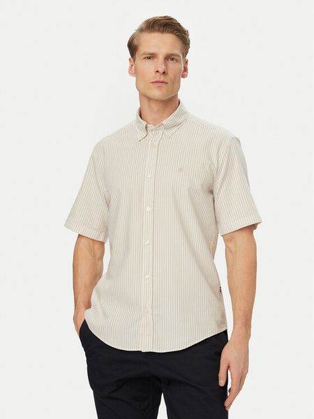BOSS Koszula H-Liam 50560399 Beżowy Regular Fit. Brązowe koszule męskie Boss, m, bez wzorów, z bawełny, bez kołnierzyka, bez ramiączek. Za 340.99 zł.