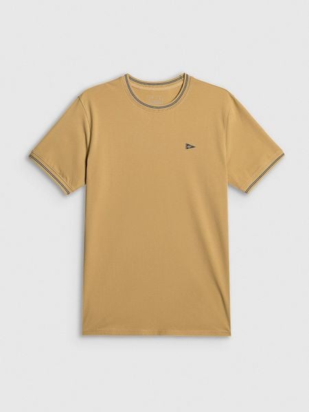 4F T-shirt regular gładki męski - beżowy M. Brązowe t-shirty męskie 4f, m, bez wzorów, z bawełny, bez kołnierzyka. Za 79.99 zł.
