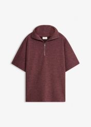 Szeroka koszulka z piki. Fioletowe t-shirty damskie bonprix, bez wzorów, bez kołnierzyka. Za 109.99 zł.