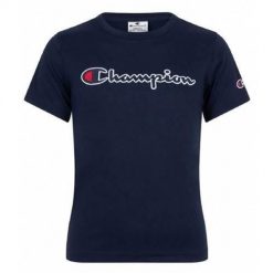 Koszulka sportowa dziewczęca Champion 305954BS538. Niebieskie t-shirty i topy dla dziewczynek Champion, bez wzorów, z tkaniny, bez ramiączek. Za 59.00 zł.