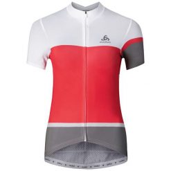 Odlo Koszulka Stand-up collar s/s KAMIKAZE biało-czerwono-szara r. S (411161). Bluzki damskie marki Odlo. Za 245.61 zł.